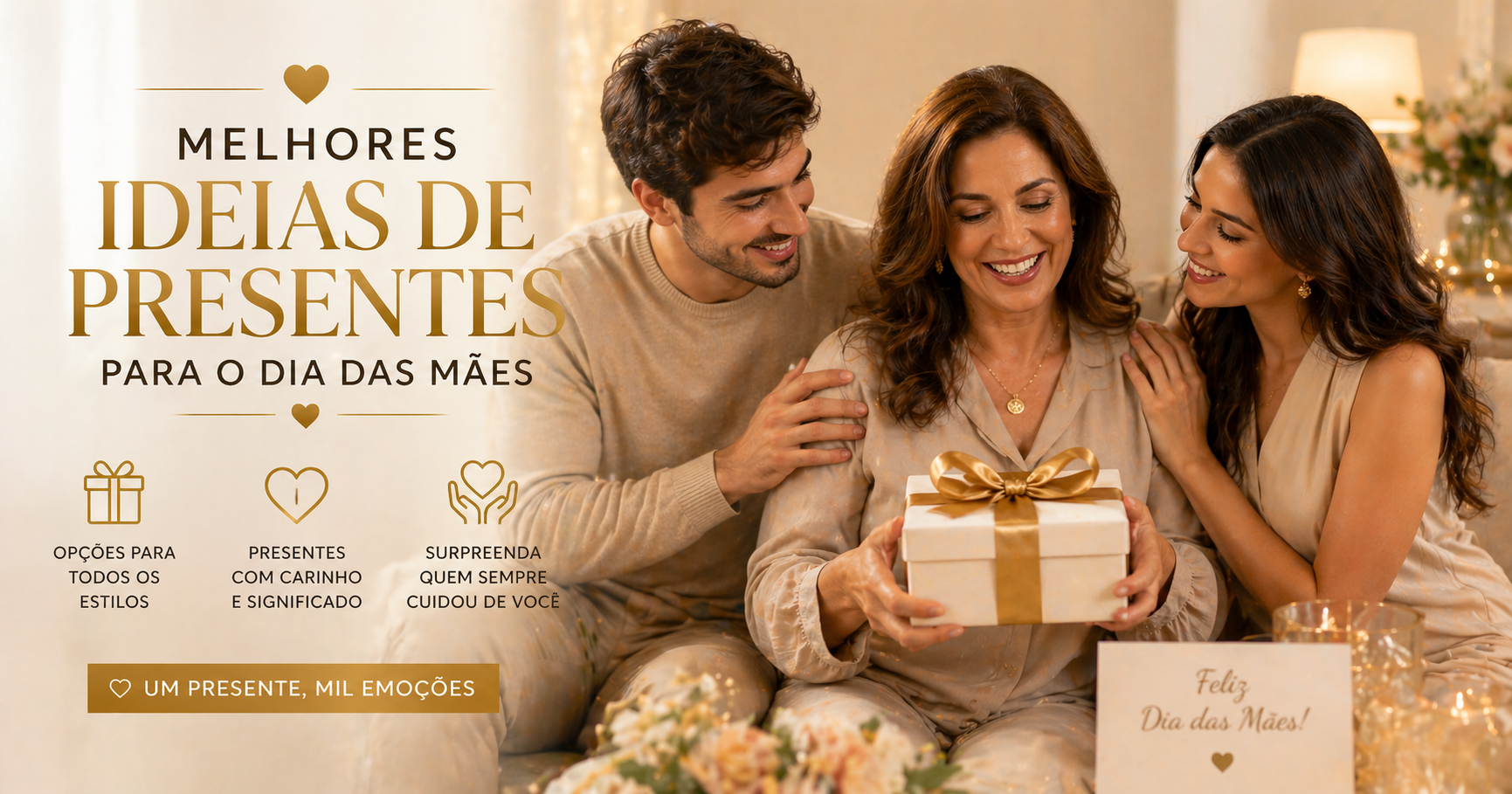 Entrega de presente com dicas das Melhores ideias de presentes para o dia das mães