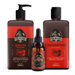 Kit Guarda Don Alcides - Balm, Shampoo E Óleo - Barba Negra