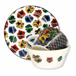 Zonacriativa – Kit Café da Manhã Hogwarts Caneca, Bowl e Prato em Cerâmica Resistente