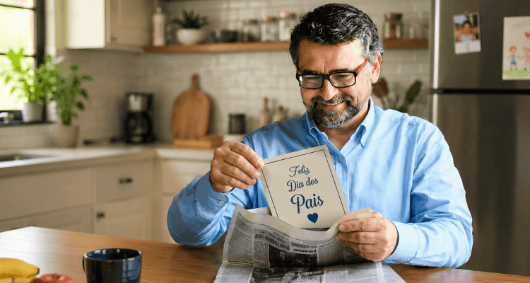 mensagem dia dos pais surpresa dentro do jornal