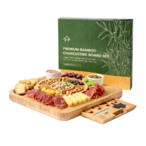 Kit de Tábuas de queijo e frios Bambu presentes para amiga
