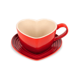 Le Creuset Caneca com Pires Coração presente dia dos namorados