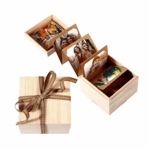 Mini caixa de fotos de madeira personalizada sugestãi presente dia dos namorados
